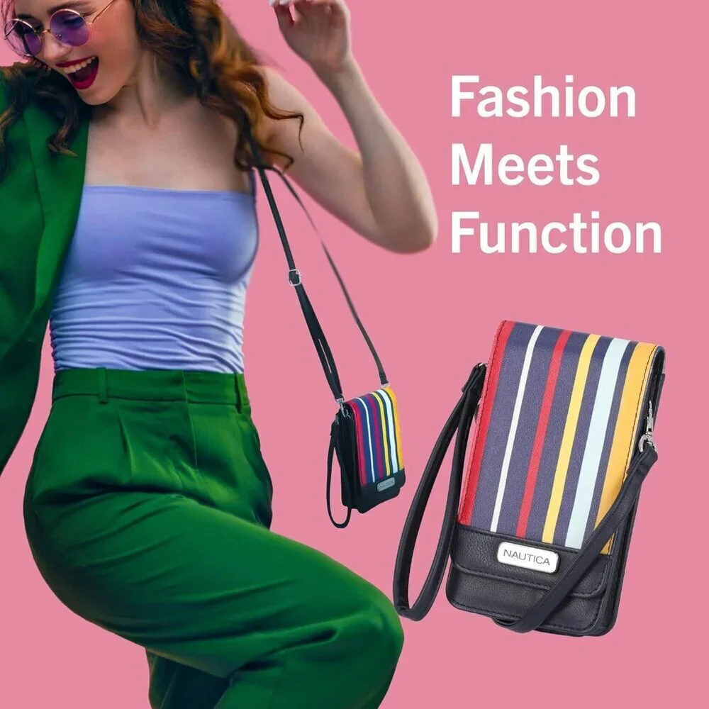 Vegan Leather Crossbody Bag Women RFID Wallet Phone Holder Travel Purse